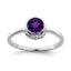 Sterling Silver Rhodium-Plated Polished Amethyst Round Ring