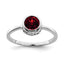 Sterling Silver Rhodium-plated Polished Garnet Round Ring