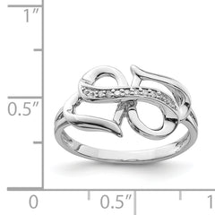 Sterling Silver Rhodium Plated Diamond Double Heart Ring