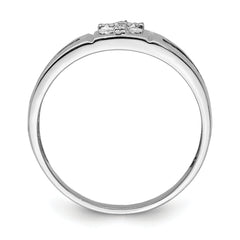 Sterling Silver Rhodium Plated Black and White Diam. Cross Men's Ring