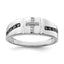 Sterling Silver Rhodium Plated Black and White Diam. Cross Men's Ring