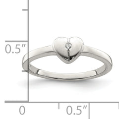 Sterling Silver Rhodium-plated Polished CZ Heart Ring