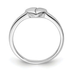 Sterling Silver Rhodium-plated Polished/Satin Heart Ring