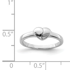 Sterling Silver Rhodium-plated Polished/Satin Heart Ring