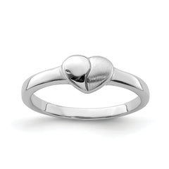 Sterling Silver Rhodium-plated Polished/Satin Heart Ring