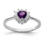 Sterling Silver Rhodium-Plated Amethyst and Cubic Zirconi Heart Ring
