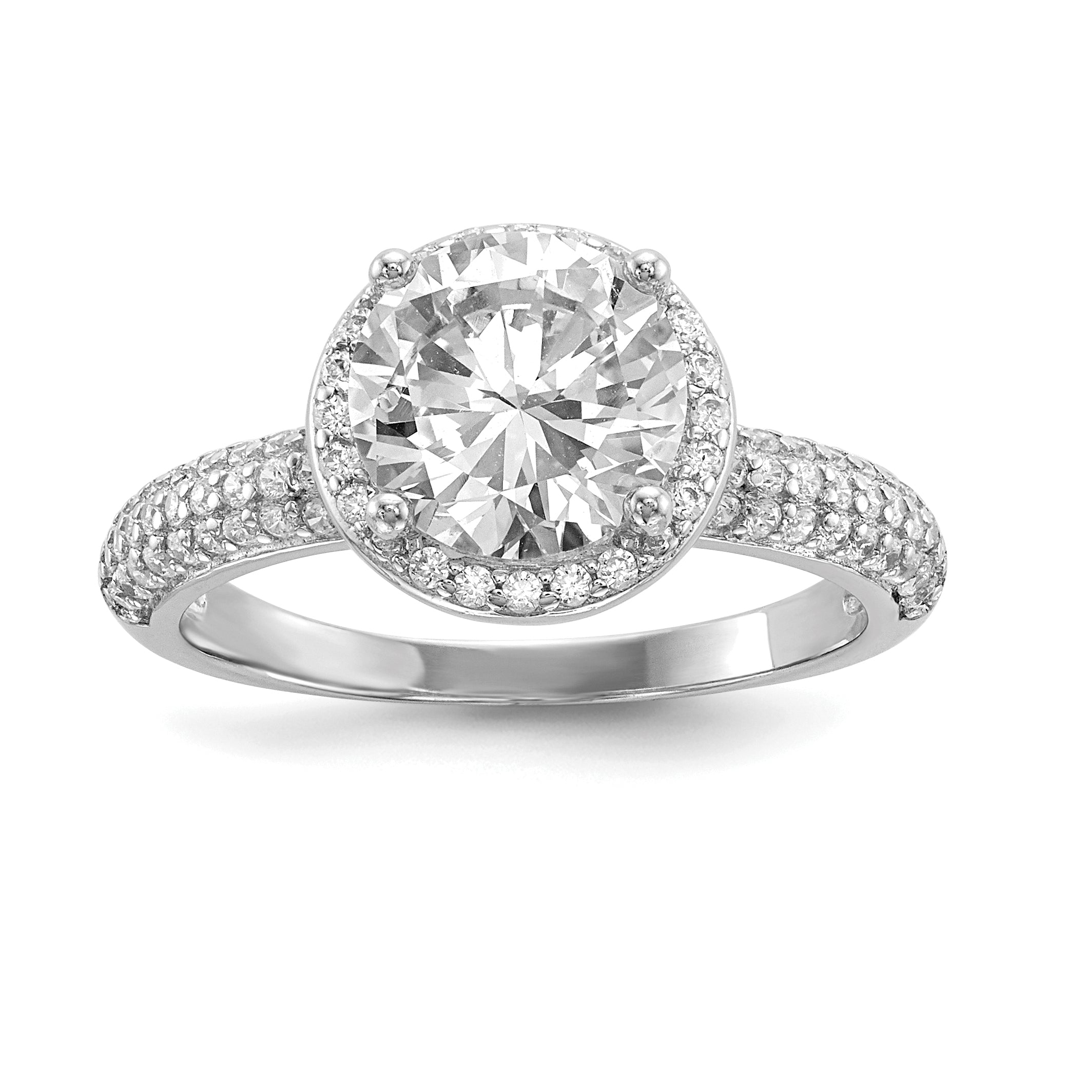 Sterling Silver Rhodium-plated CZ Pav‚ Ring