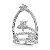 Pure Fire Sterling Silver Rhod-plated CZ Star Ring