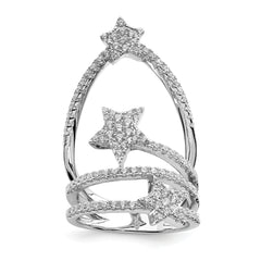 Pure Fire Sterling Silver Rhod-plated CZ Star Ring