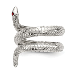 Sterling Silver Red Eye Crystal Snake Ring
