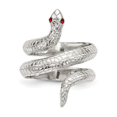 Sterling Silver Red Eye Crystal Snake Ring