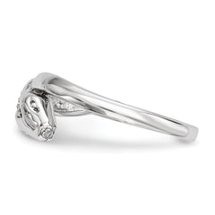 Sterling Silver Rhodium-plated CZ Snake Ring