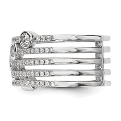 Pure Fire Sterling Silver Rhod-plated CZ Ring