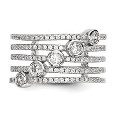 Pure Fire Sterling Silver Rhod-plated CZ Ring