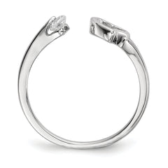 Sterling Silver Rhodium-plated Open Heart CZ Polished Ring