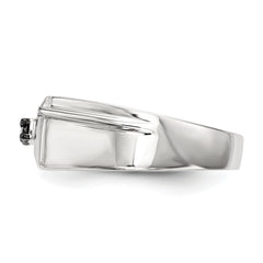 Sterling Silver Rhodium-plated Mens Black Diamond Polished Ring