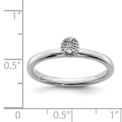 Sterling Silver Rhodium Plated Polished Diamond Ring