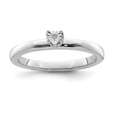 Sterling Silver Rhodium Plated Polished Diamond Heart Shape Ring