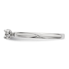 Sterling Silver Rhodium Plated Polished Diamond Square Shape Ring