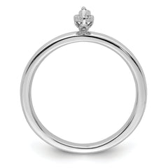 Sterling Silver Rhodium Plated Polished Diamond Marquise Shape Ring