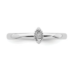 Sterling Silver Rhodium Plated Polished Diamond Marquise Shape Ring