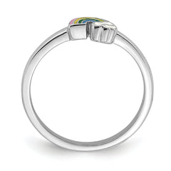 Sterling Silver RH-plated Multi-color Enameled Rainbow Children's Ring