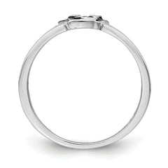 Sterling Silver RH-plated Black & White Enameled Puppy Children's Ring