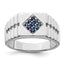 Men's Blue Sapphire Ring in Sterling Silver, 3.83mm Textured, Size 9–11 - Sophia Jewelers
