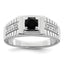 Men's Onyx & White Topaz Ring in Sterling Silver, 2.96mm Textured, Size 9–11 - Sophia Jewelers