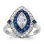 Cubic Zirconia and Lab-Created Blue Spinel Ring in Sterling Silver, Textured, Size 6–8 - Sophia Jewelers