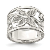 Sterling Silver Rhodium-plated Flower Ring