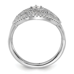 Sterling Silver Rhodium-plated CZ Filigree Oval Ring
