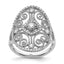Sterling Silver Rhodium-Plated Cubic Zirconi Filigree Oval Ring
