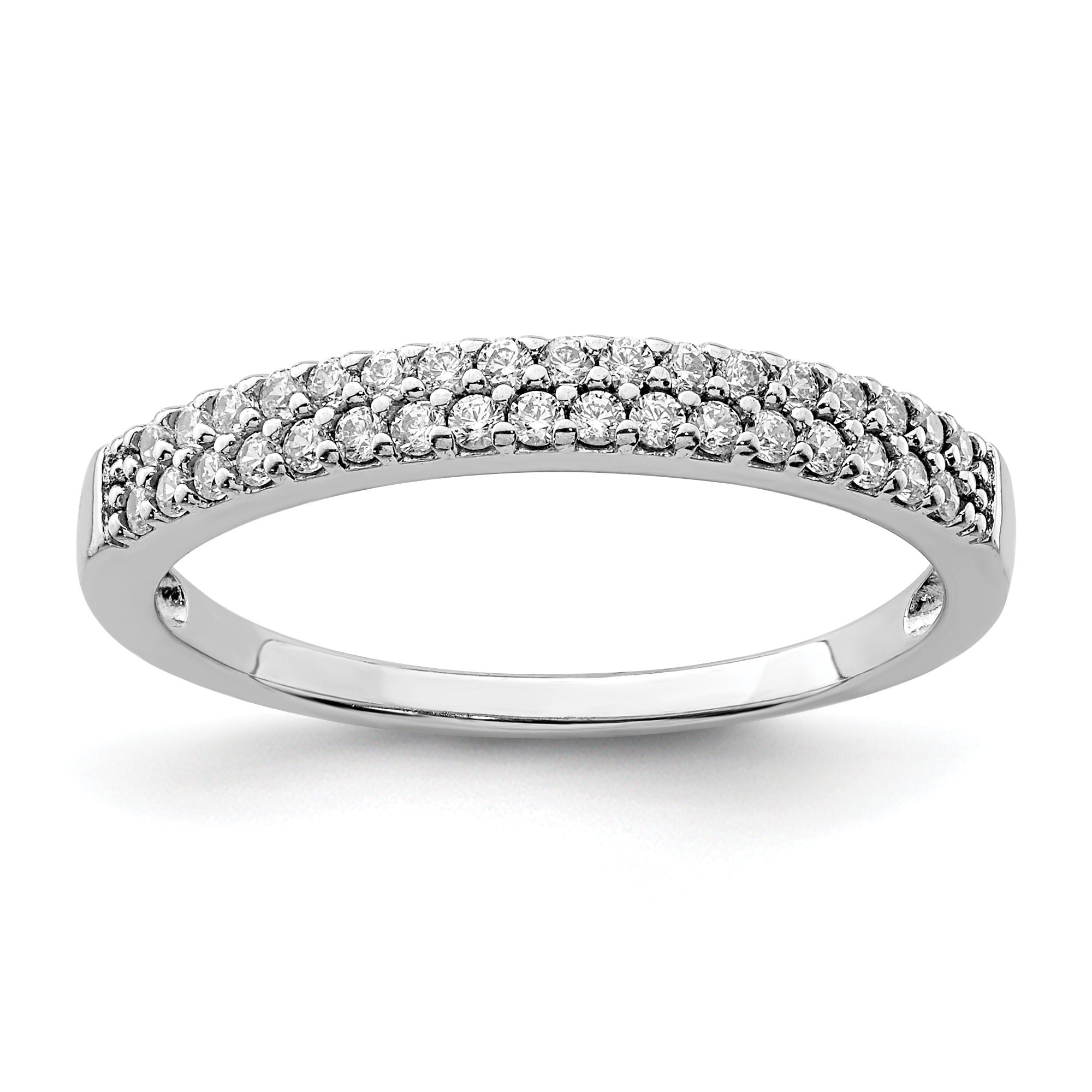 Sterling Silver Rhodium-Plated CZ Ring