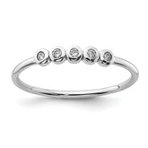 Sterling Silver Rhodium-plated 5-Bezel CZ Ring