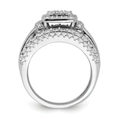Sterling Silver Rhodium-plated CZ Square Cut 3 Piece Set Ring
