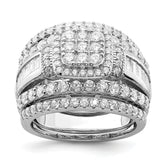 Sterling Silver Rhodium-plated CZ Square Cut 3 Piece Set Ring