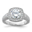 Center Cubic Zirconia Halo Engagement Ring in Sterling Silver, Textured, Size 6–8 - Sophia Jewelers