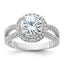 Halo Center Cubic Zirconia Engagement Ring in Sterling Silver, Textured - Sophia Jewelers