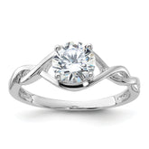 Sterling Silver Rhodium-plated 6.5mm CZ Twisted Ring