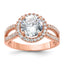 Sterling Silver Rose-tone 8mm Center CZ Halo Ring, Size 8 - Sophia Jewelers