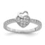 Sterling Silver Hearts Rhodium-Plated plated Cubic Zirconi Ring