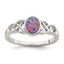 Lab-Created Opal Ring in Sterling Silver, Textured, Size 6–8 - Sophia Jewelers