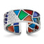 Multi-Color Enamel & Cubic Zirconia Cuff Ring in Sterling Silver, Textured, Size 6–8 - Sophia Jewelers