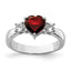 Heart Garnet & White Topaz Ring in Sterling Silver, Textured, Size 6–8 - Sophia Jewelers