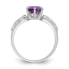 Sterling Silver Rhodium-plated Amethyst Celtic Trinity Ring
