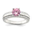 Sterling Silver Rhodium-Plated Pink and Clear Cubic Zirconi Ring