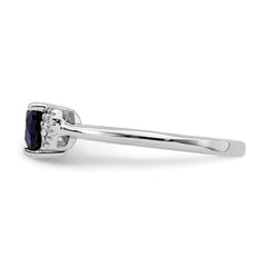 Sterling Silver Rhodium-plated Created Sapphire and Diamond Ring