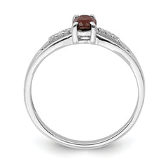 Sterling Silver Rhod-plated Diamond Garnet Ring
