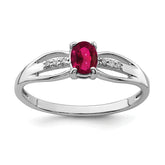 Sterling Silver Rhod-plated Diamond Created Ruby Ring